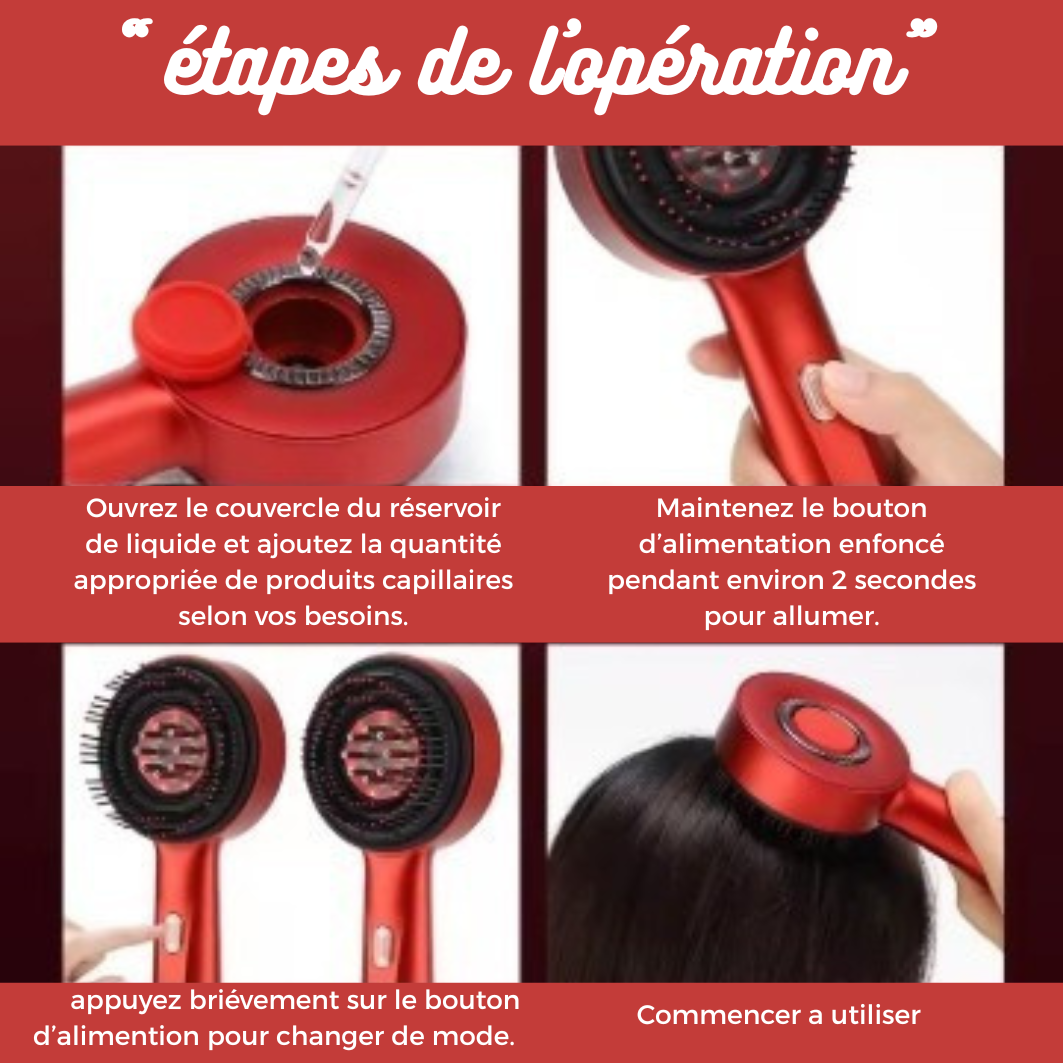 Peigne de Massage électrique à vibrations, 3 Modes, thérapie à la lumière rouge