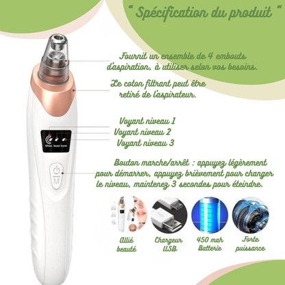 Aspirateur nettoyeur de pores pour le visage
