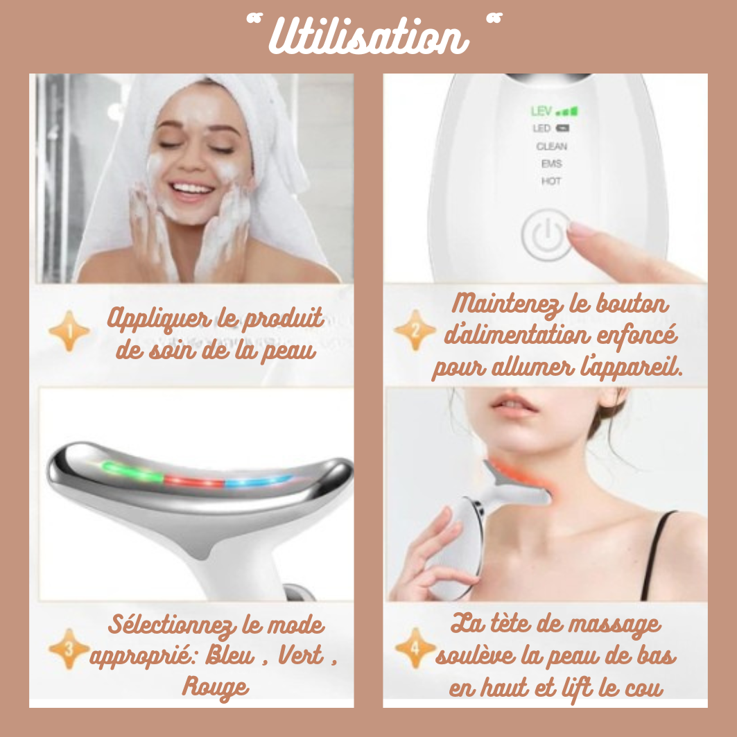 Masseur du cou et du visage à micro-courant