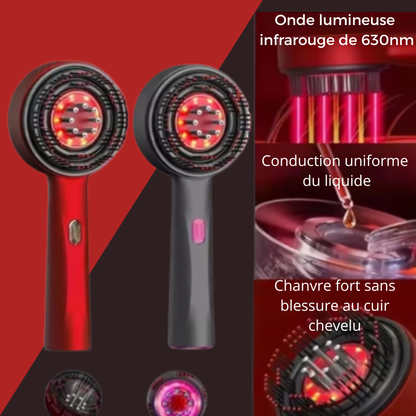 Peigne de Massage électrique à vibrations, 3 Modes, thérapie à la lumière rouge