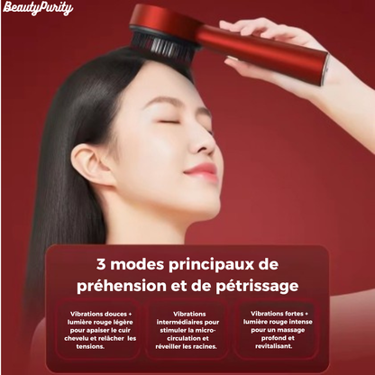 Peigne de Massage électrique à vibrations, 3 Modes, thérapie à la lumière rouge