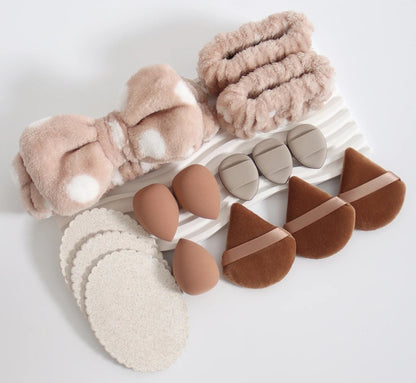 Bandeau moelleux multicolore et ensemble d'éponges blender