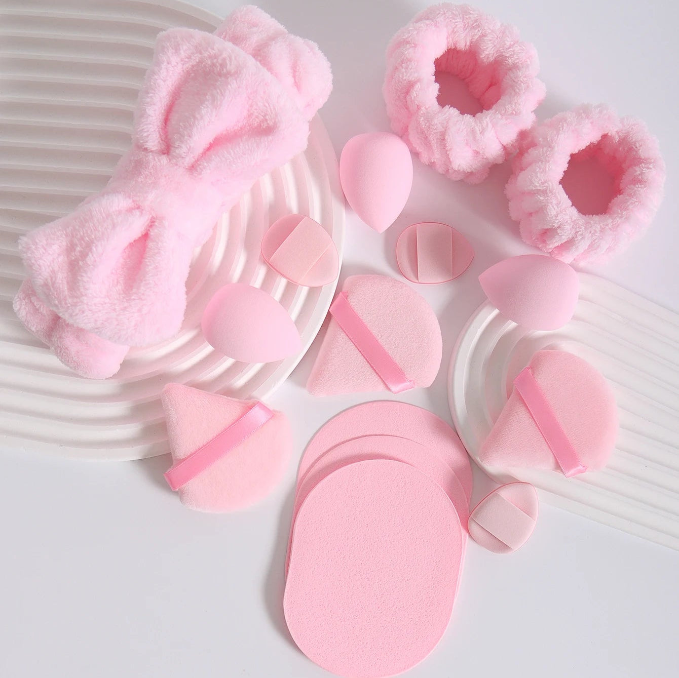 Bandeau moelleux multicolore et ensemble d'éponges blender