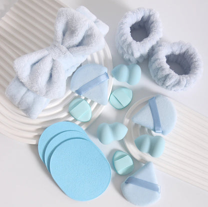 Bandeau moelleux multicolore et ensemble d'éponges blender